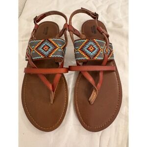 Mossimo Slingback Flat Strappy Sandals Thong Multi-Color Women Size 8‎